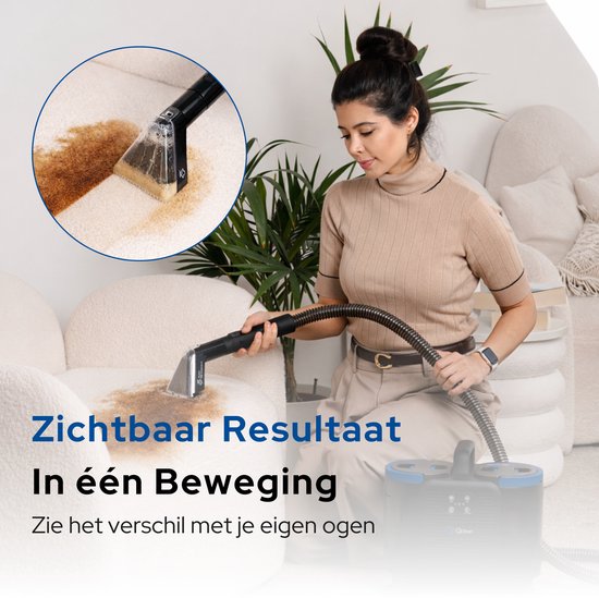 Nettoyeur de tapis Qclean® - Nettoyeur de taches et nettoyeur à vapeur 4-en-1 - Vapeur à 105 °C - Nettoyeur de canapés - Autonettoyant - Produit nettoyant inclus