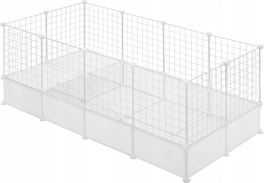 Enclos modulaire pour animaux Eugad avec fond - Blanc - 142 x 71 x 53 cm