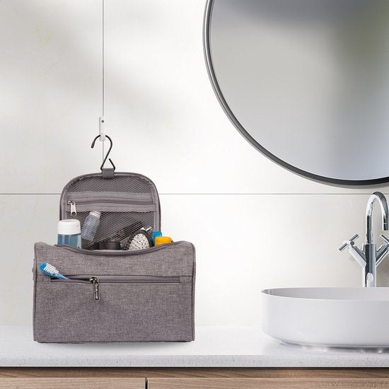TRVLMORE Trousse de toilette suspendue - Organisateur de voyage avec crochet - Unisexe - Gris