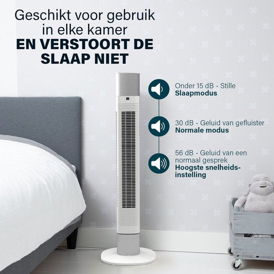 Ventilateur colonne intelligent – Sans pales – Avec application et télécommande – Minuterie – Économe en énergie – Princess 358275 – Blanc