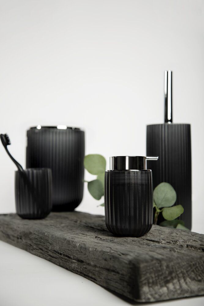 WENKO Agropoli Pot à brosses à dents Gris - Plastique - Sans BPA