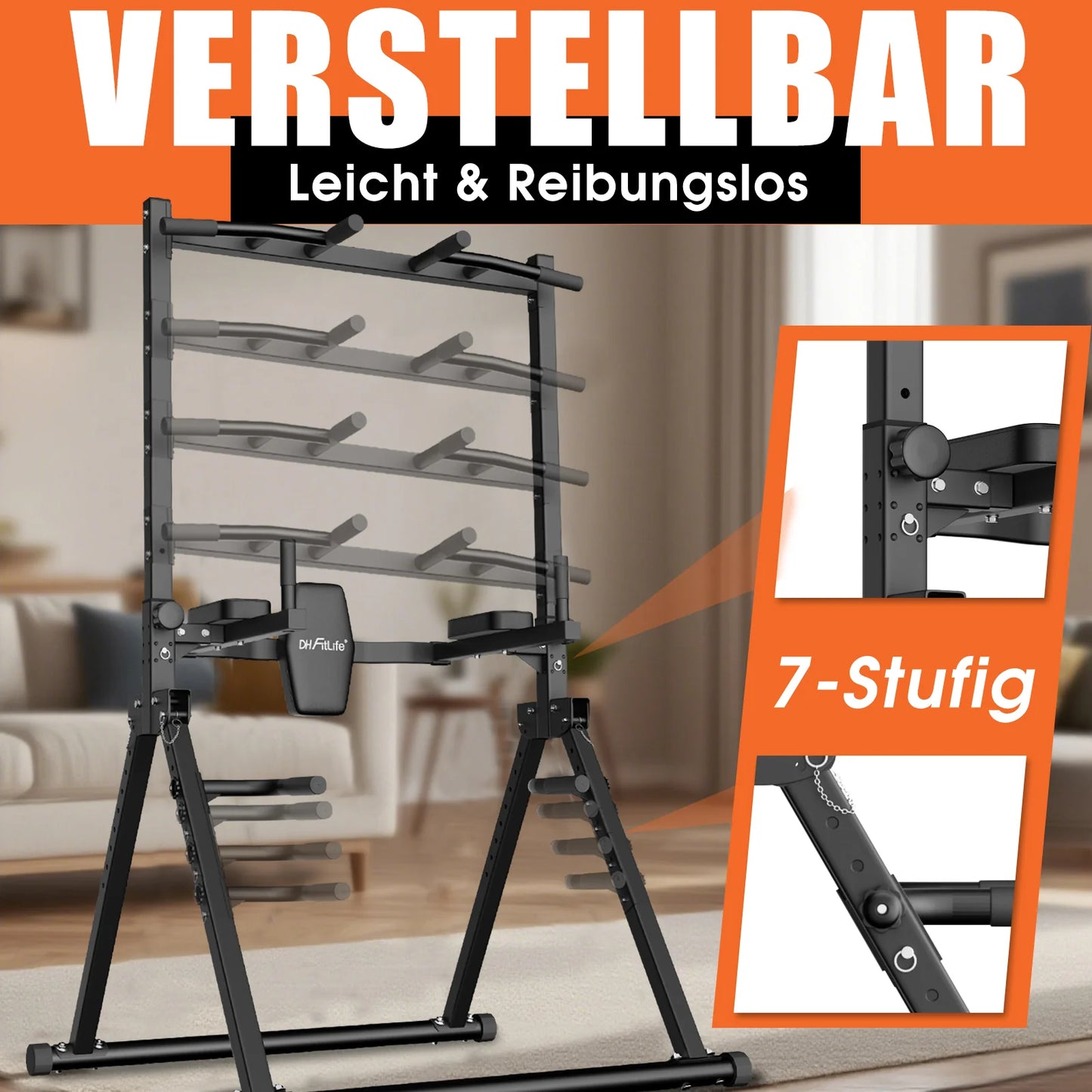 DH FitLife Power Tower pliable avec station de dips – Barre de traction autonome jusqu'à 150 kg pour salle de sport à domicile