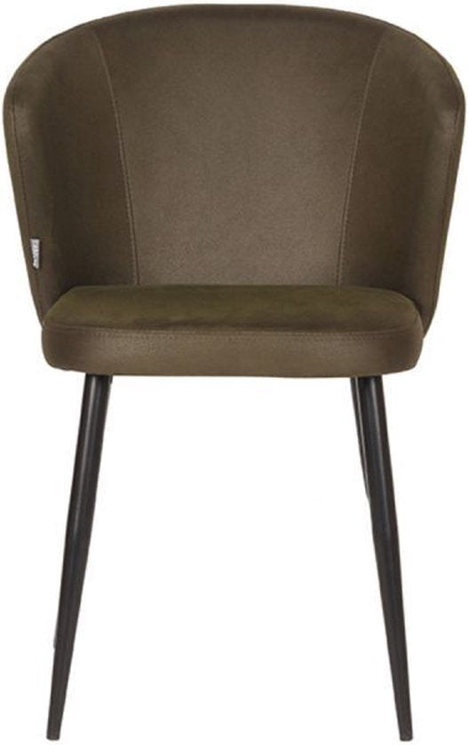 Chaise de salle à manger LABEL51 Wave - Verte - Tissu - Métal noir - Chaise - Chaise de salle à manger standard