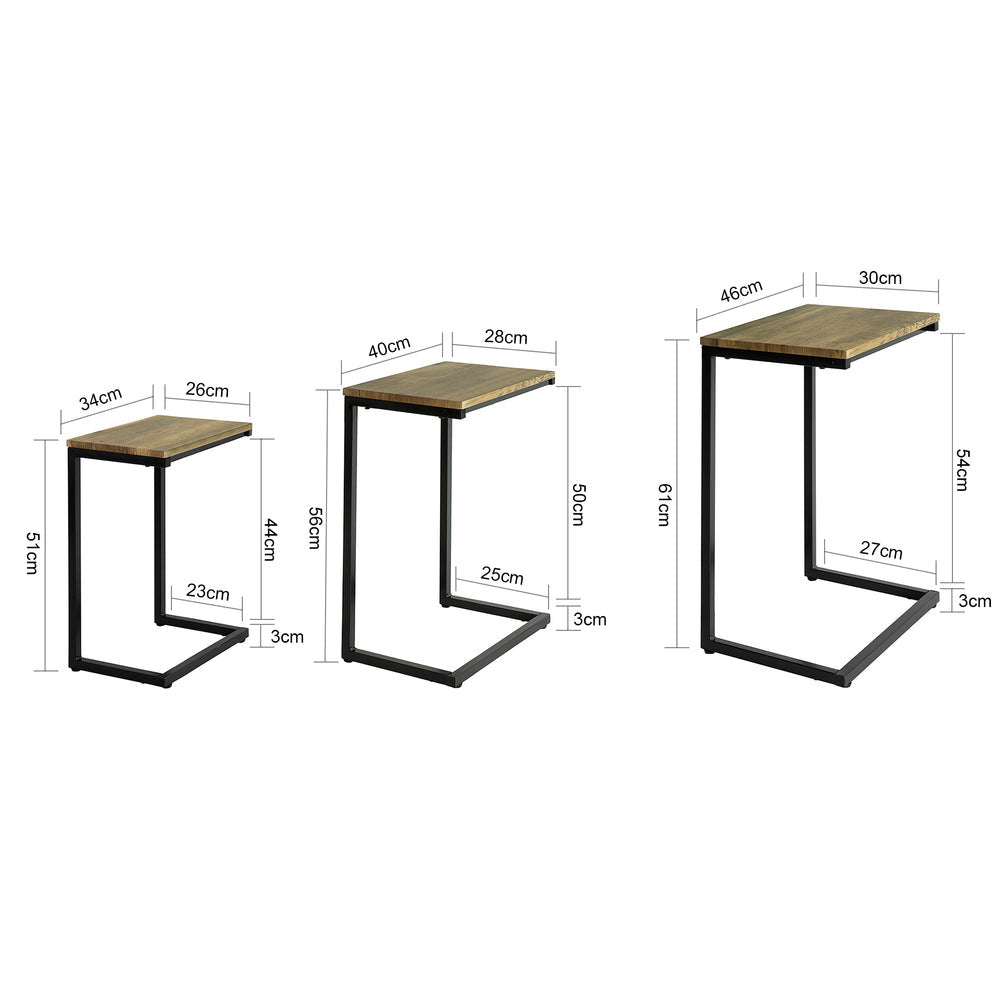 SoBuy Lot de 3 tables basses - Coulissantes - Tables d'appoint - Max. 20KG - 34 x 51 x 26 cm - Couleur bois