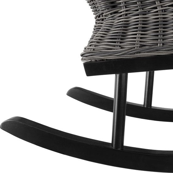 tectake - Fauteuil à bascule en osier Rovigo avec pouf Vibo - gris - poly-rattan