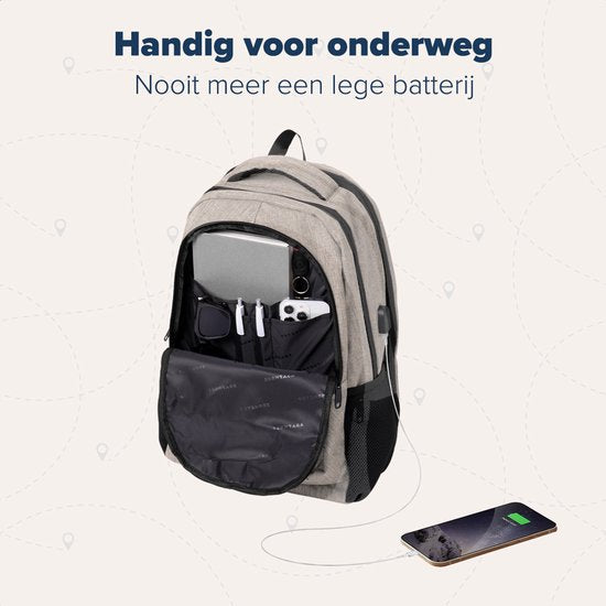 TRVLMORE Sac à dos à vie - Sac à dos avec compartiment pour ordinateur portable 17 pouces - Cartable - Résistant aux éclaboussures - Hommes et femmes - Garçons et filles - 36L - Champagne