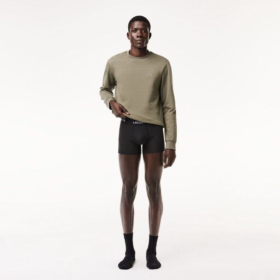 Boxers Lacoste pour homme, 3 pièces, en microfibre, basiques, noirs