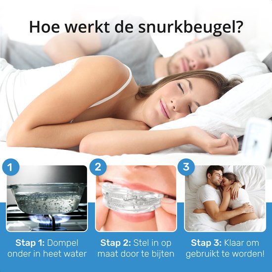 Airmaster Anti Snore Brace - Ajustable - Produits pour le sommeil - Écartement nasal - Protecteur de dentier - Ronflement - Bit - Transparent sans BPA