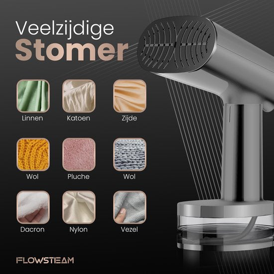 FLOWSTEAM® Luxury Clothes steamer - Défroisseur à main - Défroisseur à linge - Matte Gray Edition