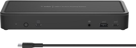 Belkin USB-C Triple Display Dock MST- Station d'accueil USB-C à 14 ports, 65 W Power Delivery, affichage 4K, 2x HDMI, 2x DisplayPort, 3x USB-C, 5x USB-A et 1x Gigabit Ethernet, station d'accueil USB-C pour Chromebook, PC Windows, XPs et plus encore.