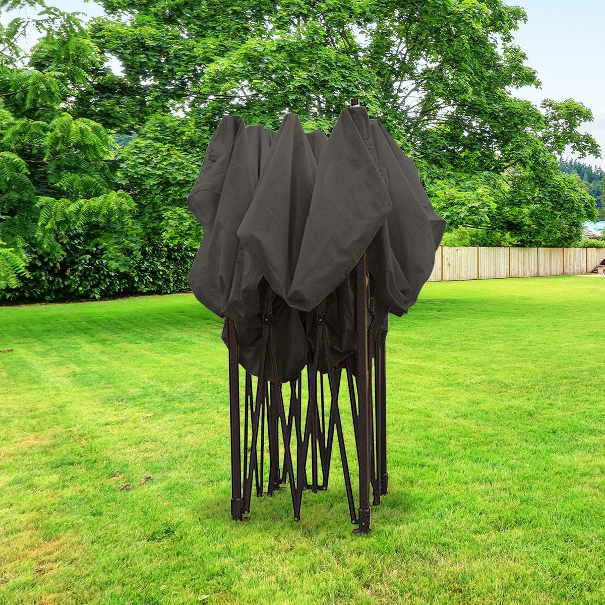 Chapiteau de jardin LifeGoods - 3x6 m - Pliable - Etanche - Parois - Sac de transport à roulettes - Anthracite
