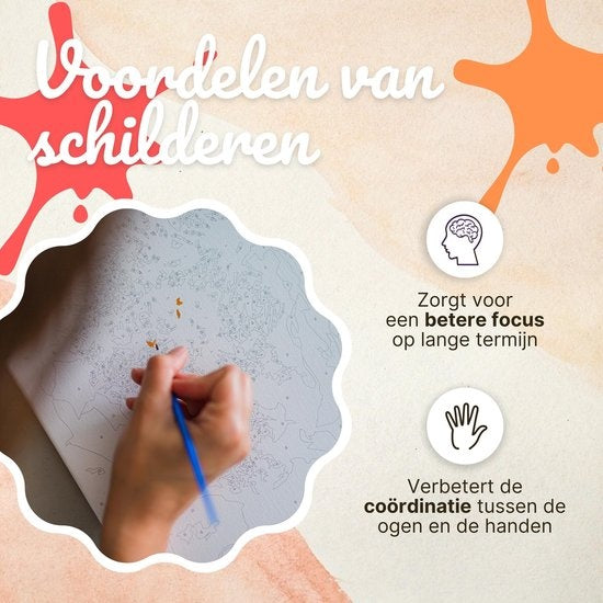 Rubye® Painting On Number Adults - Four Seasons - With Canvasing Canvas, Easel and Brushes - 40x50cm