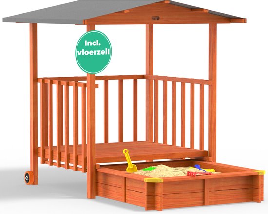 Spielwerk Sandbox - Bois Toit solaire UV 50+ Merle - 143x130x130cm