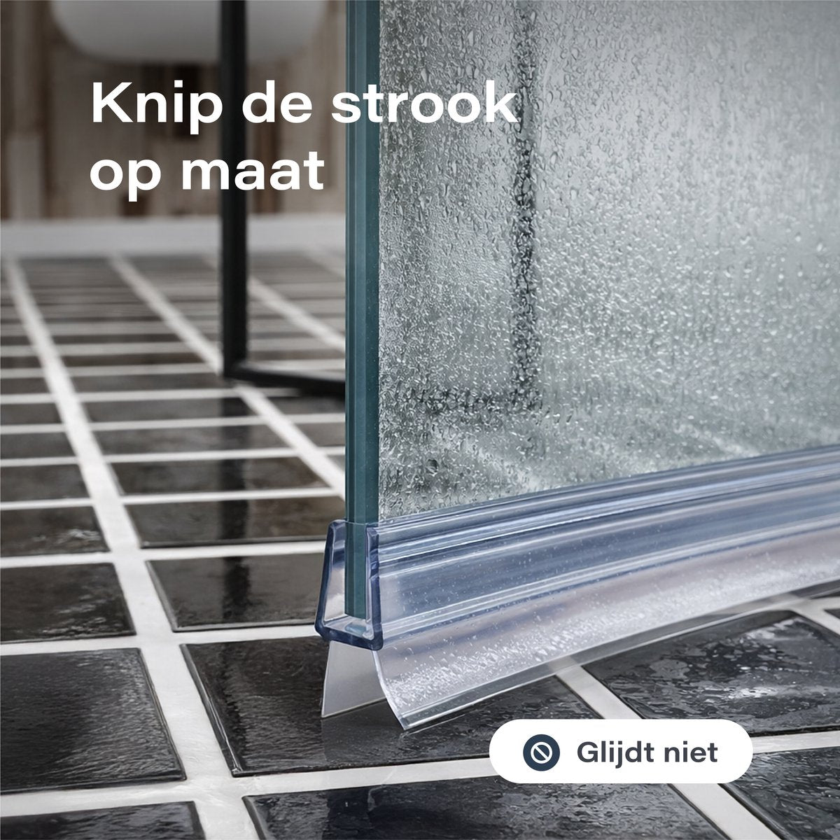 Bandes de douche Luft pour le bas - Lot de 2 - Transparentes - 100 cm par bande - Pour une épaisseur de verre de 8 à 12 mm - À découper sur mesure