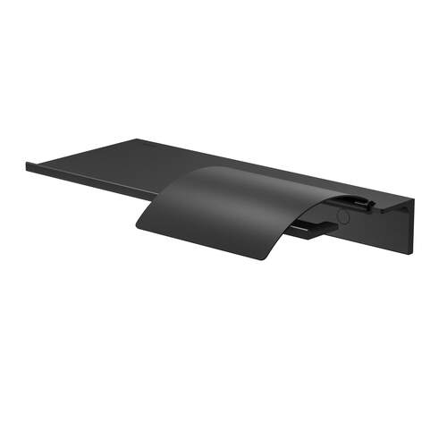 Geesa Leev Tablette avec porte-rouleau et rabat - 28 cm - Noir - Aluminium