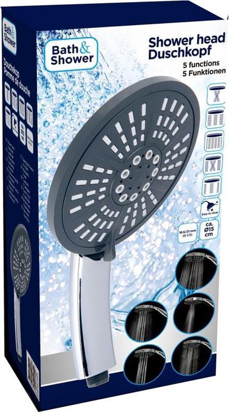 Pommeau de douche Bath & Shower - 5 réglages - Ø 15 cm