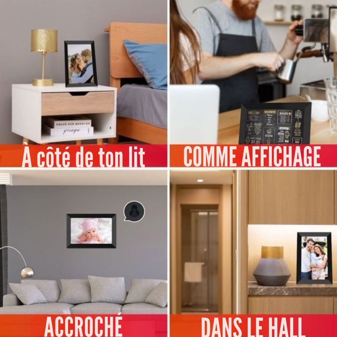 Cadre photo numérique - Strex - WiFi - Écran tactile de 10,1 pouces - Logiciel Frameo - noir