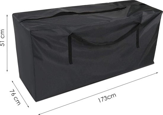 Sac de rangement pour coussins de jardin - Noir - 173 x 76 x 51 cm - Sac de rangement pour coussins de meubles de jardin - Sac de rangement pour coussins de chaises de jardin - Sac de rangement pour coussins d'ensembles de jardin