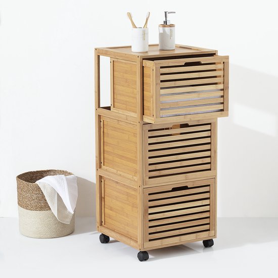 Étagère de salle de bains 5five Simply Smart à 3 tiroirs BAMBOU