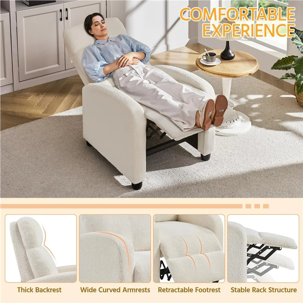 Yaheetech : fauteuil de détente et de télévision avec fonction couchage, blanc