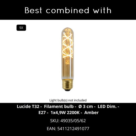 Lucide JOANET - Suspension - Ø 66 cm - 2xE27 - Fumé