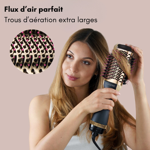 Auronic - Brosse soufflante et coiffante 3 en 1 - 1000W - Noir/or