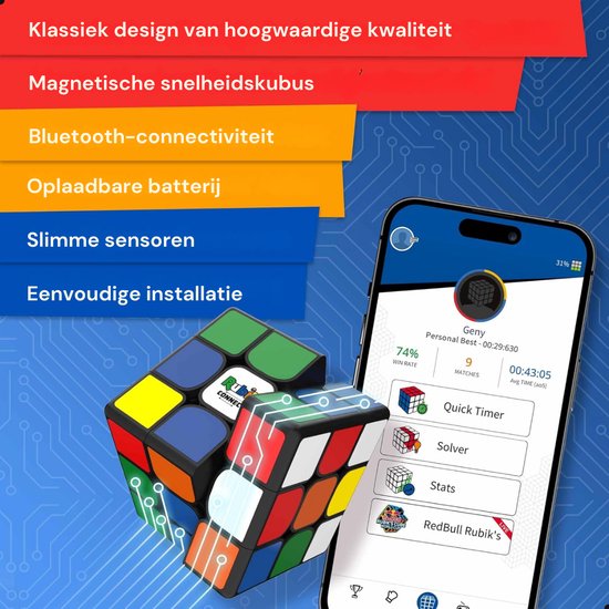 Rubik's Connected X - Cube intelligent - Cube Bluetooth - Jouet éducatif - Jouet interactif - 3 cm x 3 cm