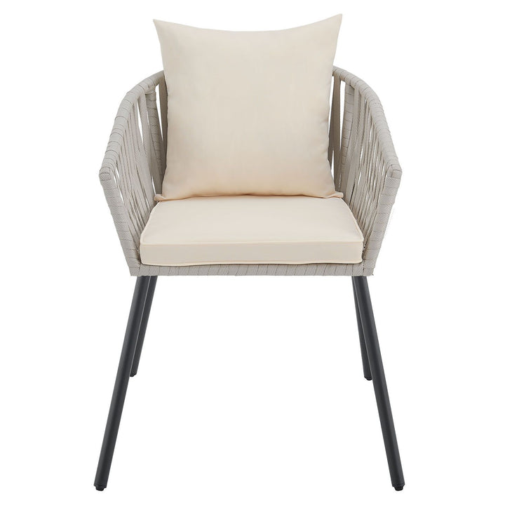 Juskys Lot de 2 chaises de jardin - rotin - coussins inclus - 58 x 58 x 80 cm - gris clair