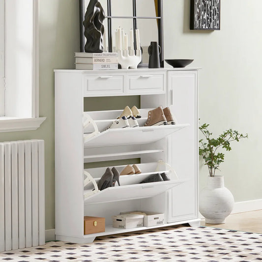 SoBuy Shoe Rack - FSR104-W - MDF & PB - Max. 60kg - 102x96x24cm - Blanc
