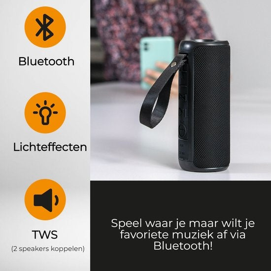 Denver Bluetooth Speaker Draadloos - Lichteffecten - Muziek Box - TWS Pairing - BTV213 - Zwart