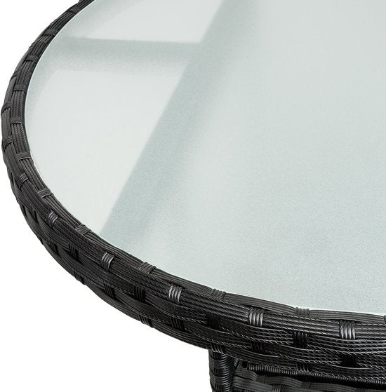 Table d'appoint Casaria - Round 80cm Weatherproof Polyrattan - Black