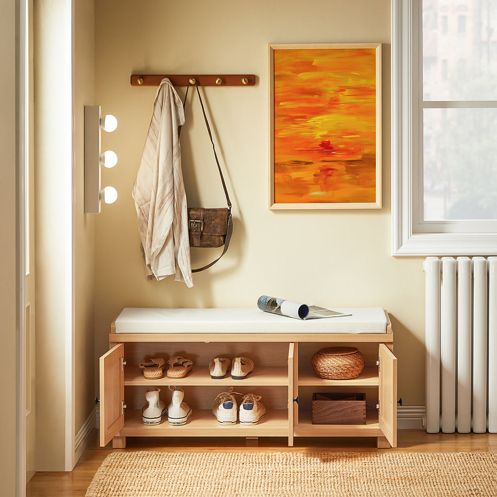 SoBuy FSR188-N Banc à chaussures - Banc confortable avec rangement pour l'entrée ou la chambre (104 x 35 x 47 cm)