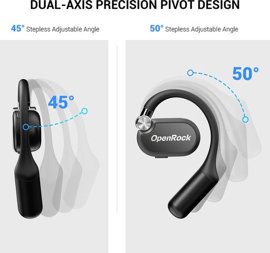 OpenRock - X Black - Casque sans fil à oreilles ouvertes - Écouteurs - Bluetooth - Grande autonomie - Réduction du bruit - sans fil - Technologie TubeBass™
