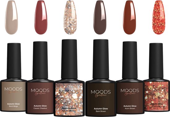 Moods Gellac 6-Piece Set - Gel Nail Polish Starter Pack - Vernis à ongles en gel - 8ML - Autumn Glow - Gellac - Nails - Chic Colours
