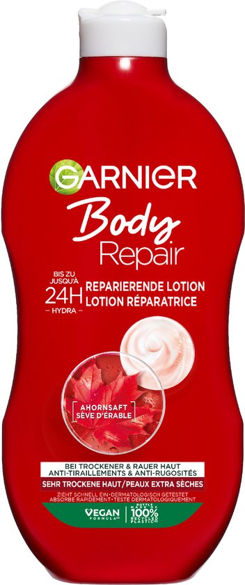 Lotion réparatrice Garnier Body Repair - Hydrate jusqu'à 24 heures - pour les peaux sèches et rugueuses - 400 ml