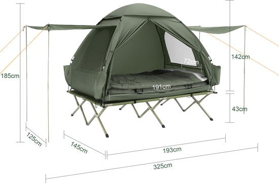 SoBuy OGS32-II-L-GR Tente de camping gonflable - Textile vert foncé 193x145cm