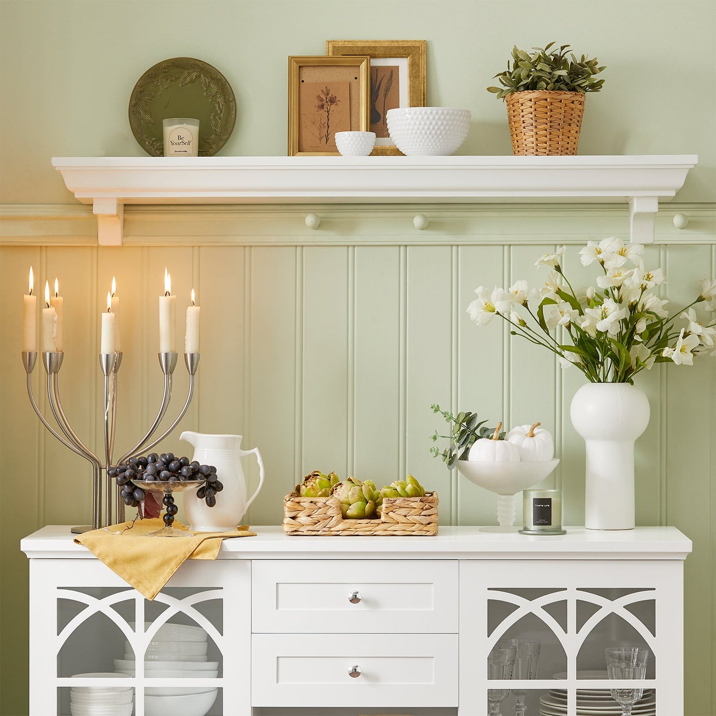 SoBuy FSB79-W Sideboard - Meuble de cuisine blanc avec tiroirs et portes en verre