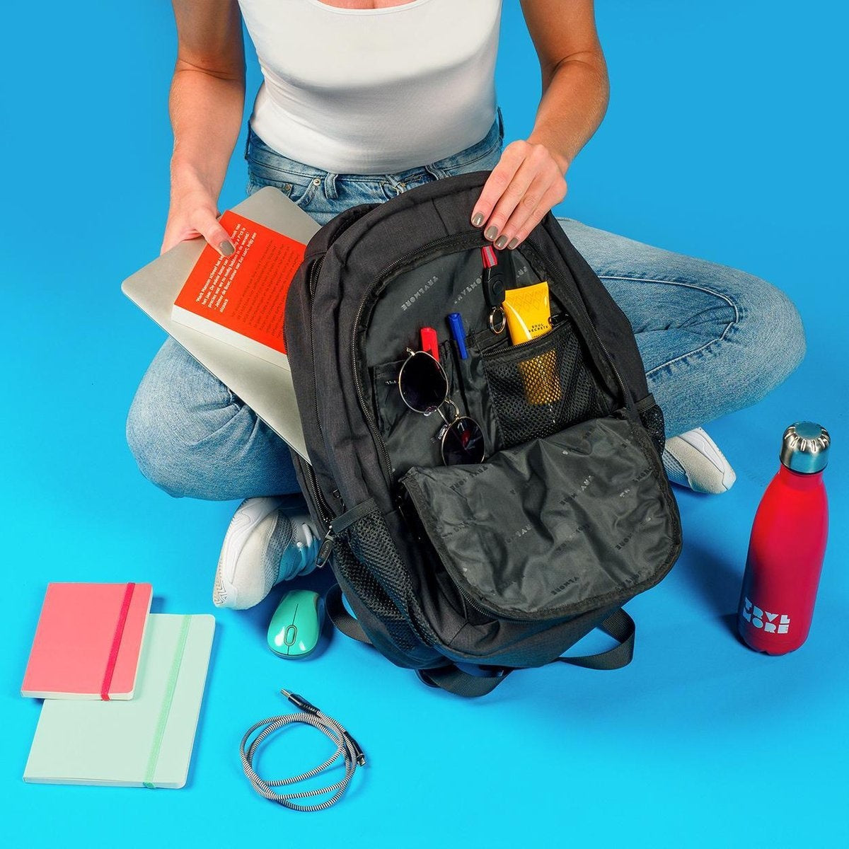 TRVLMORE Sac à dos - 28L - 15.6 inch - Sac à dos pour ordinateur portable - Sac d'école - Unisex - Splashproof Black