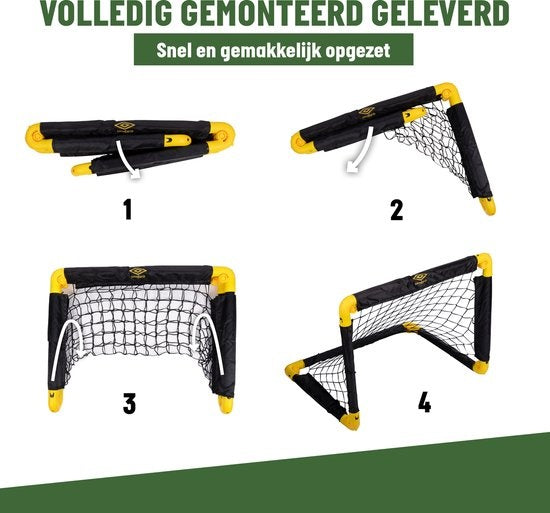 Buts de football - Umbro - Lot de 2 - Buts de football pliables - 50 x 44 x 44 CM - Entraînement de football - pour enfants et adultes - Noir/Jaune
