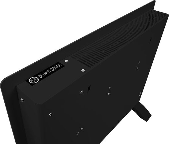 Chauffage électrique - VONROC  - Convecteur avec panneau en verre - 750W/1500W - Chauffe les pièces jusqu'à 18m2 - Contrôlé par l'application (via Wifi) et manuellement - Thermostat et minuterie réglables - Noir