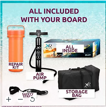 XQ Max SUP Board Extra Robuste - Sup & Surf - pour Jeunes Adultes & Enfants - Jaune