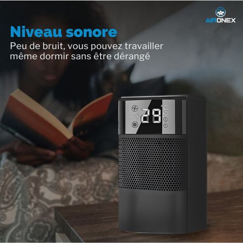 Aironex - Radiateur électrique - En céramique - 1000 W - Jusqu'à 20 m² - Noir