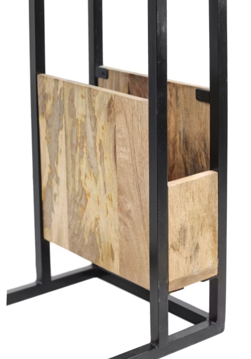 Table d'appoint HSM Collection Magazine - Bois de manguier et métal - 34x40x68 cm - Design industriel