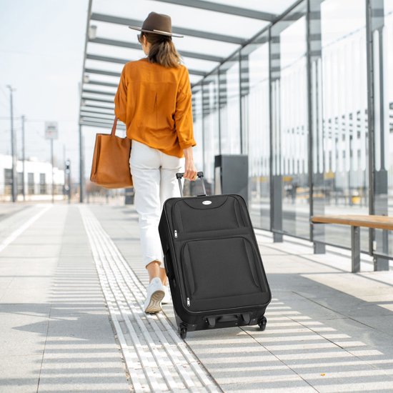 Juskys Trolley Travel Case Set / Suitcase Set Athen - 5-Piece - Black