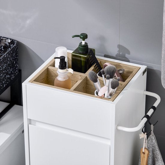 SoBuy BZR159-W Meuble de buanderie - Meuble de salle de bain blanc avec compartiments de rangement
