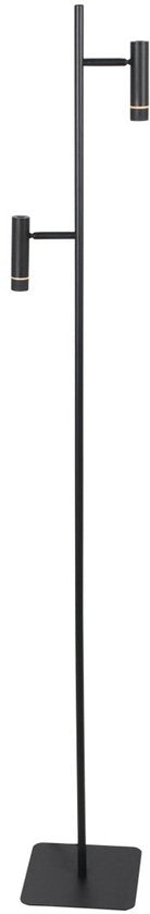 Lampadaire Volari 4711ZW, modèle design noir à 2 lumières de Steinhauer, avec LED « dim to warm », hauteur 157 cm, pied 21 x 21 cm, orientable et inclinable, idéal pour une utilisation en intérieur