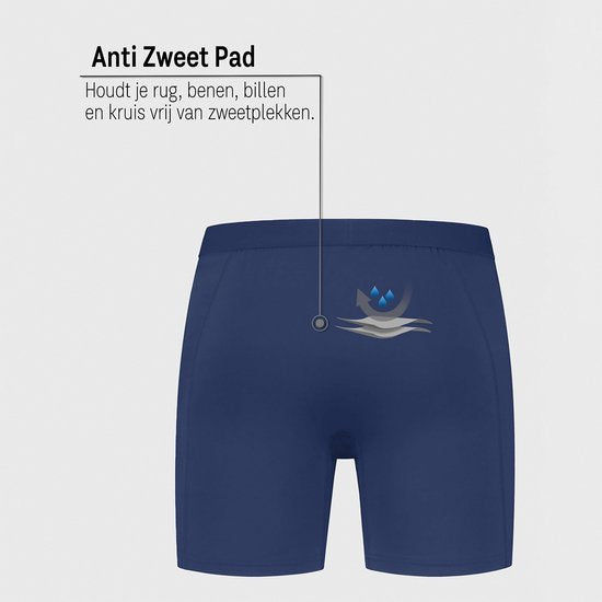 Boxer anti-transpiration Fibershirts - Bande anti-transpiration intégrée - MicroModal respirant - Anti-transpiration - Homme - Taille XXL - Bleu marine