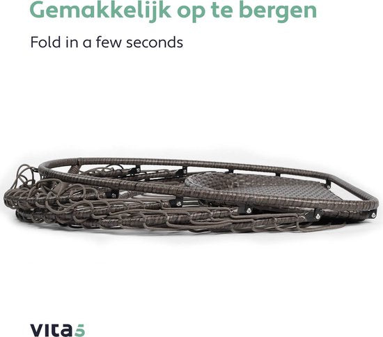 Vita5 Egg Hanging Chair - Intérieur et extérieur - Chaise cocon - avec support - jusqu'à 150kg - pliable - coussin inclus - brun foncé