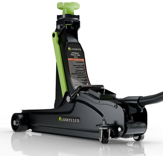 Cric de voiture - Avec roues - Accessoires inclus - Noir / Vert