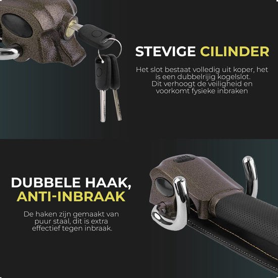 Gtrise Steering Lock For Car - Stoplock - Car - Motorhome - Pro - With Ebook & Storage Bag